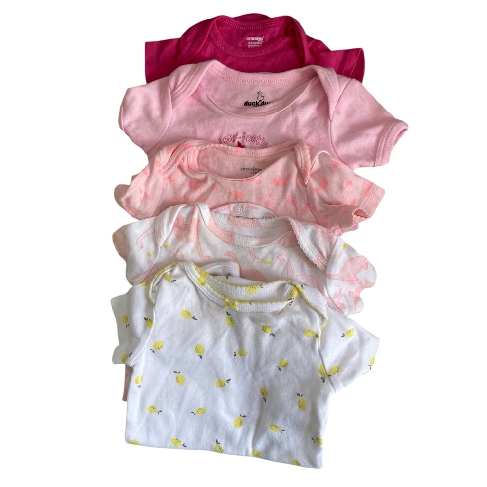 Bundle of 5 Baby Girl Onesies Size 3–6 Months